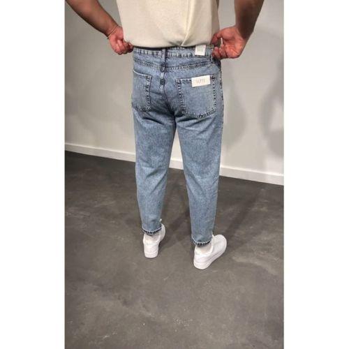 Erkek Kar Yıkamalı Buz Mavi Mom Jean