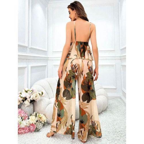 Özel Tasarım Çiçek Desenli Salaş Şık Dekolteli 2'li Takım