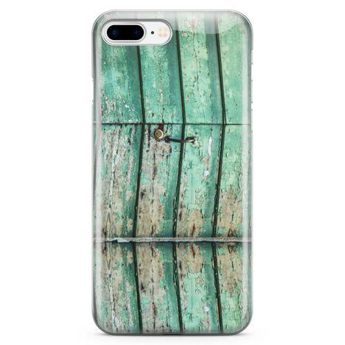 Apple iPhone 8 Plus Kılıf Yeşil Tahta Kapı Arka Kapak Koruma Desenli Full Koruyucu