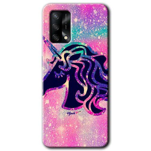 Oppo A74 Kılıf HD Desen Baskılı Arka Kapak + Temperli Cam - Unicorn Kristal