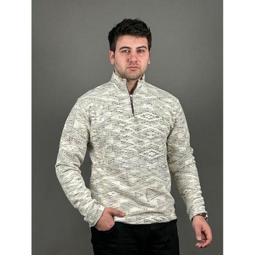 Uzun Kol Yarı Fermuarlı Erkek Sweat - 7835 - Beyaz