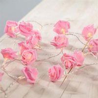 Yapay Gül Tasarımlı Dekoratif Led Işık Pilli (20 Gül)