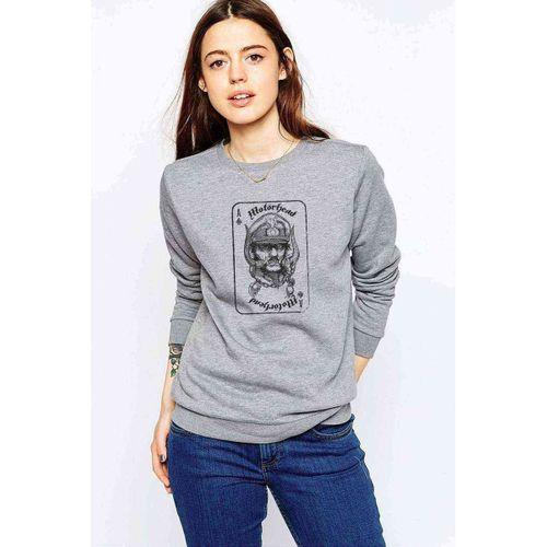 Motorhead Iskanbil Baskılı Gri Kadın Sweatshirt