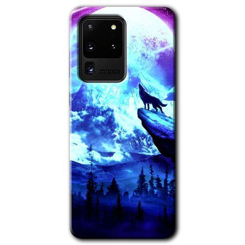 Potkal Hediye Fabrikası Samsung Galaxy S20 Ultra Kılıf HD Desen Baskılı Arka Kapak - Mega Kurt