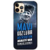 iPhone 12 Pro Kılıf HD Desen Baskılı Arka Kapak - Bozkurt Atatürk + Kırılmaz Cam
