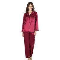 Bordo İkili Saten Gecelik Pijama Takımı 7647