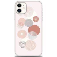 iPhone 11 Kılıf HD Baskılı Kılıf - Pembe Daireler + Tam Ekran Koruyucu