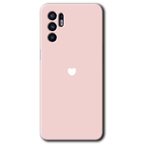 Oppo Reno 6 HD Baskılı Kılıf + 9D Tam Ekran Koruyucu - Sade Kalp