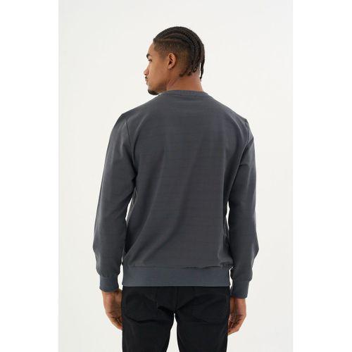 Süperlife Erkek Gri Bisiklet Yaka Ribanalı Regular Fit Sweatshirt spr26swk930
