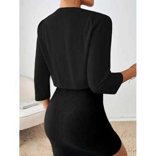 Kadın Truvakar Kol önü Açık Kısa Ithal Krep Ceket