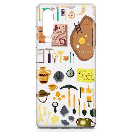 Huawei P30 Kılıf Arkeolog Malzemeleri Arka Kapak Koruma Desenli Full Koruyucu