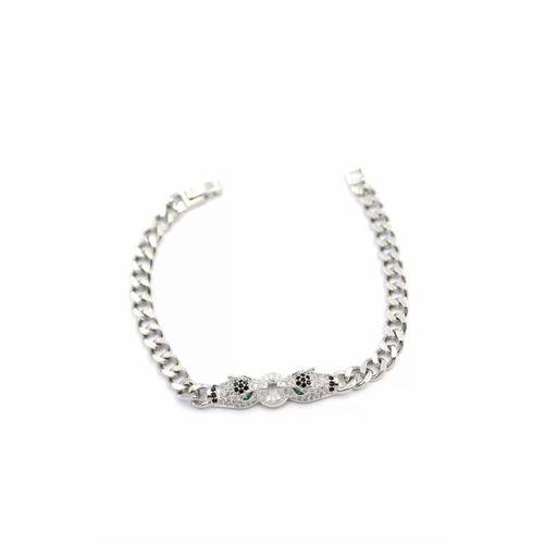 Zirkon Taşlı Leopar Bileklik - Gümüş