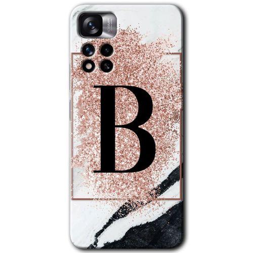 MRCİLETİSİM Xiaomi Redmi Note 11 Pro Plus 5G Kılıf HD Desen Baskılı Arka Kapak+Temperli Cam - Desenli B Harfi