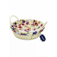 Renkli Bezli Yuvarlak Ekmek Sepeti Hasır Royaleks-8820