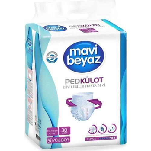 Mavi Beyaz Ped Külot Emici Büyük Boy Large 30'lu 2 paket / 60 adet