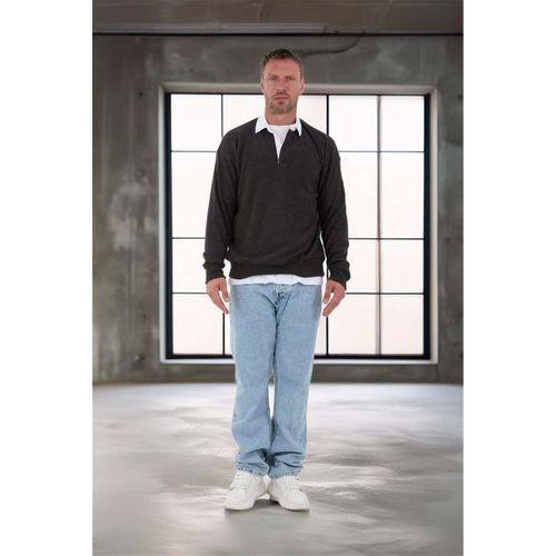 Polo Yaka Selanik Örme Kumaş Erkek Sweatshirt - Füme