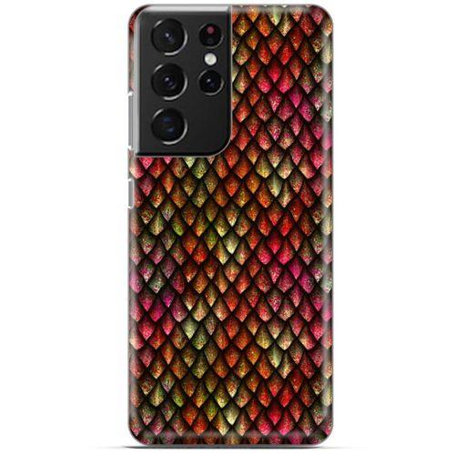 Samsung Galaxy S21 Ultra Kılıf Dragons (8) Baskılı Kılıf Ejderha Deri Pembe