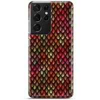 Samsung Galaxy S21 Ultra Kılıf Dragons (8) Baskılı Kılıf Ejderha Deri Pembe