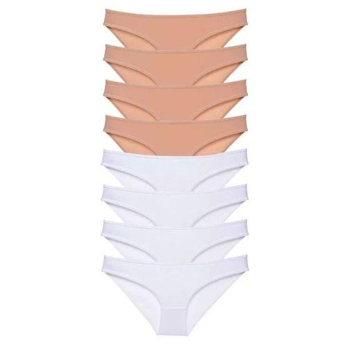 8 Adet Süper Eko Set Likralı Kadın Slip Külot Ten Beyaz