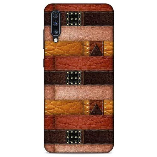 Samsung Galaxy A70s Kılıf Patchwork (33) Hybrid Kılıf Kahve Toz Pembe