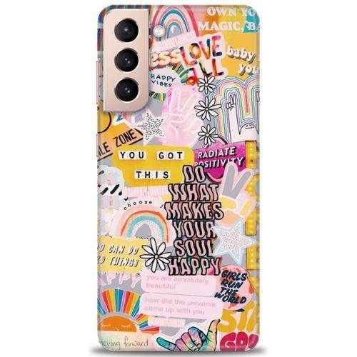 Samsung Galaxy S21 Plus Kılıf HD Baskılı Kılıf - Good Vibes + Tam Ekran Koruyucu