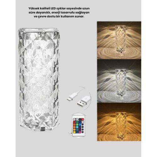 Kristal Rgb Led Masa Lambası – Renkli Kumandalı Işık, Dekoratif Ve Enerji Tasarruflu