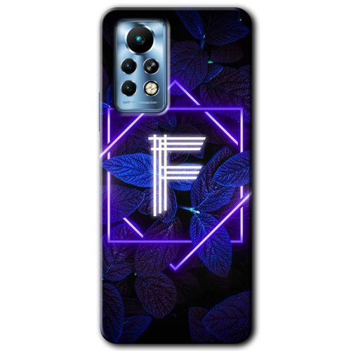 İnfinix Note 11 Pro Kılıf HD Desen Baskılı Arka Kapak - Dark Neon Yaprak F Harfi