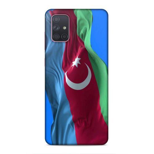 Samsung Galaxy A71 Uyumlu Kılıf Azarbaijan (6) Silikon Kılıf Dalgalanan Bayrak