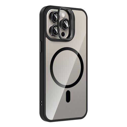 Apple iPhone 15 Pro Kılıf Standlı ve Kamera Lens Hediyeli M-Safe Şarj Özellikli Zore Etro Kapak