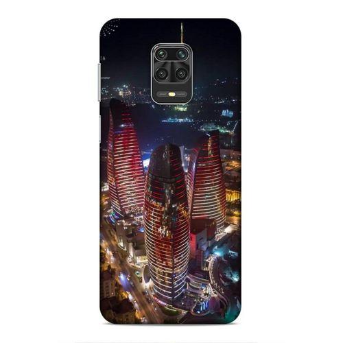 Xiaomi Redmi Note 9S Uyumlu Kılıf Azarbaijan (33) Hybrid Kılıf Kuleler Gece