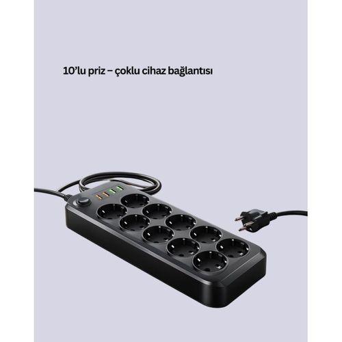 10 Prizli Uzatma Kablosu Termal Koruma Usb Type-c Hızlı Şarj 2500w