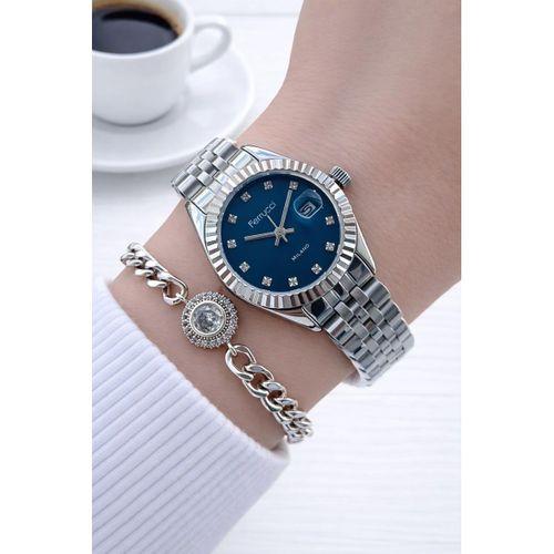 Ferrucci Çelik Kordon 2 Yıl Garantili 3 Atm Suya Dayanıklı Kadın Kol Saati+Bileklik F.EM03591.4