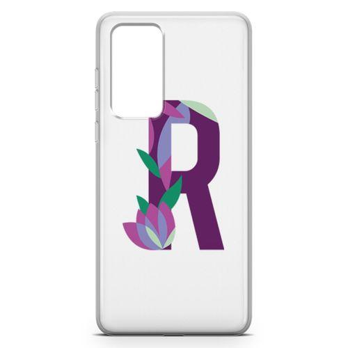 Huawei P40 Kılıf R Harfi Çiçekli Arka Kapak Koruma Desenli Full Koruyucu