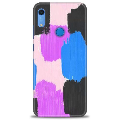 Huawei Y6S Kılıf HD Baskılı Kılıf - Mor Siyah + Tam Ekran Koruyucu