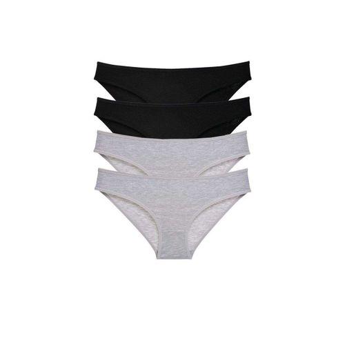4 adet Süper Eko Set Likralı Kadın Slip Külot Siyah Gri