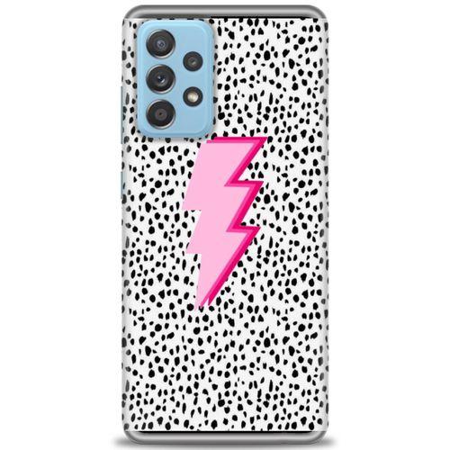 Samsung Galaxy A72 Kılıf HD Baskılı Kılıf - Pembe Şimşek + Tam Ekran Koruyucu
