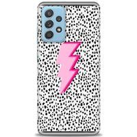 Samsung Galaxy A72 Kılıf HD Baskılı Kılıf - Pembe Şimşek + Tam Ekran Koruyucu