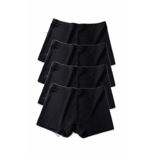4 Adet Kadın Dikişsiz Görünmez İz Yapmaz Mini Şort Boxer Siyah