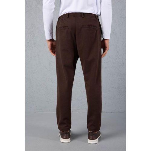 Milos Relax Fit Örme Kaşe Kumaş Fermuarlı Beli Lastikli Jogger Erkek Pantolon - Kahve
