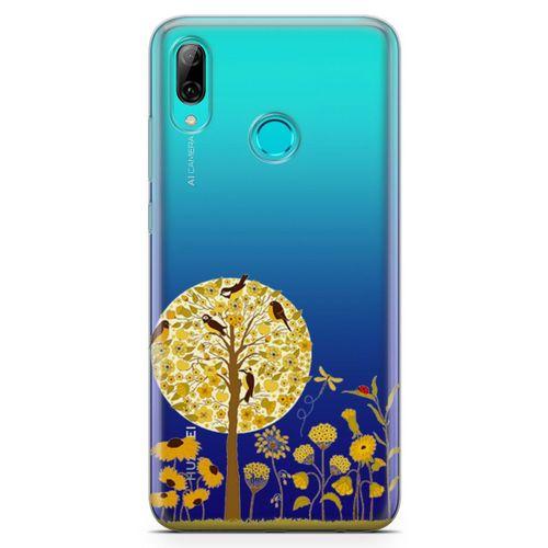 Huawei Y7 2019 Kılıf Sarı Ağaç Ve Kuşlar Arka Kapak Koruma Desenli Full Koruyucu