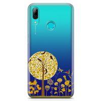 Huawei Y7 2019 Kılıf Sarı Ağaç Ve Kuşlar Arka Kapak Koruma Desenli Full Koruyucu
