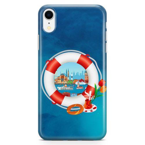 Apple iPhone XR Kılıf Simit Çay İstanbul Arka Kapak Koruma Desenli Full Koruyucu