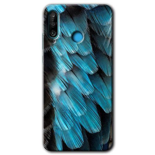 Huawei P30 Lite Kılıf Baskılı Kapak - 9D Tüyler + 5D Tam Kaplayan Cam