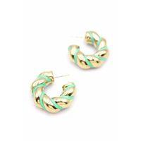 Mineli Halka Küpe - Yeşil