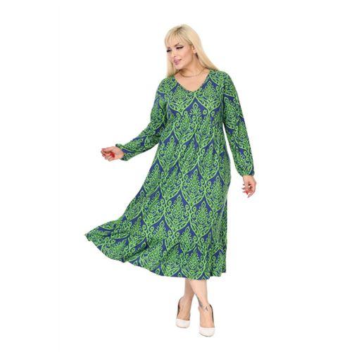 Melsay Butik Kışlık Robalı Yumoş Uzun Kollu Yeşil Dantel Desenli Elbise