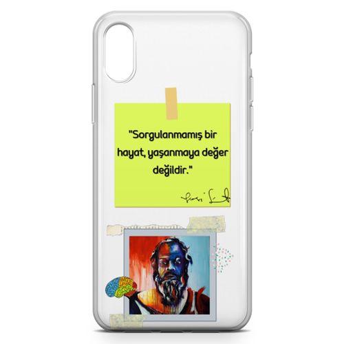 Apple iPhone XS Max Kılıf Caps Sokrates Hayat Arka Kapak Koruma Desenli Full Koruyucu