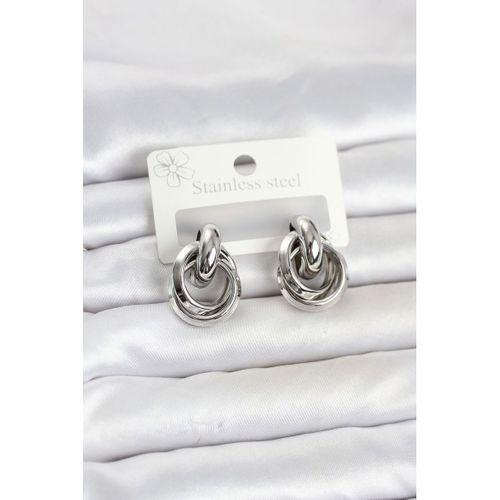 316L Çelik Gümüş Renk Halka Model Kadın Küpe