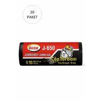 J-650 Jumbo Boy Çöp Torbası 80 x 110 cm 10 Lu Rulo x 20 Paket = 200 Adet (Siyah)
