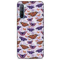 Oppo Reno 3 Kılıf Kelebek Etkisi (45) Liquid Air Kılıf Mavi Toz Pembe
