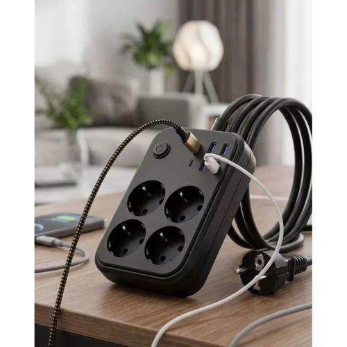 Akım Korumalı Çoklu Priz 4 Usb 2 Type C 4 Priz Güvenli Ve Hızlı Şarj